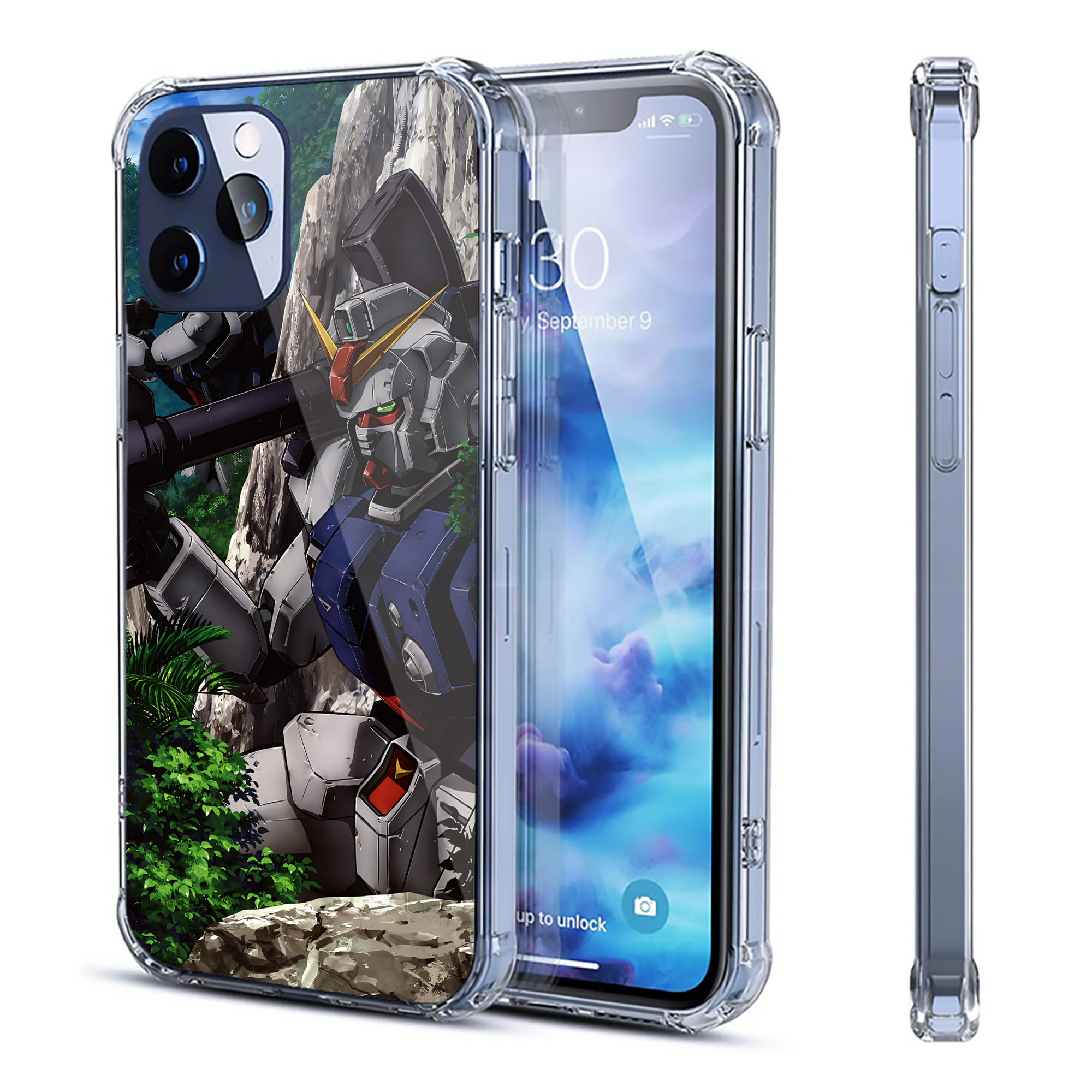 （画像用） 機動戦士ガンダム Mobile Suit Gundam 【iPhone 12シリーズ対応】透明スマホケース（クリアソフトケース）